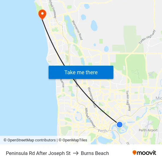 Peninsula Rd After Joseph St to Burns Beach map