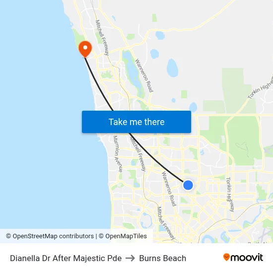 Dianella Dr After Majestic Pde to Burns Beach map