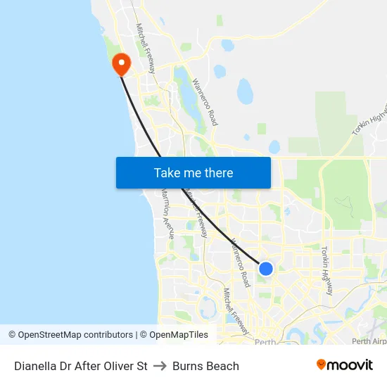 Dianella Dr After Oliver St to Burns Beach map