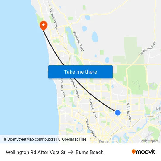 Wellington Rd After Vera St to Burns Beach map