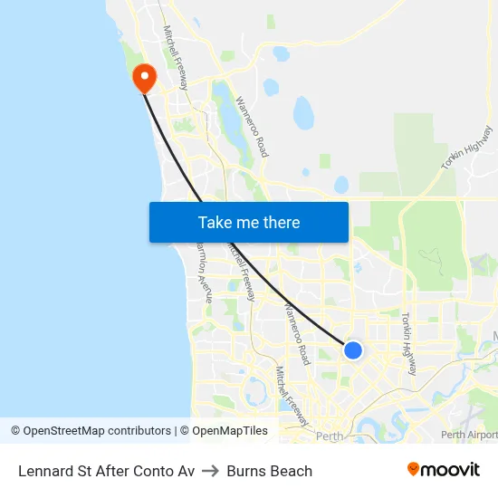 Lennard St After Conto Av to Burns Beach map