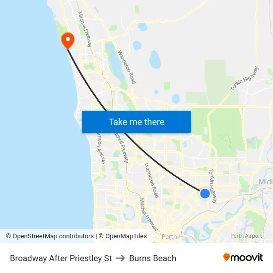 Broadway   After Priestley St to Burns Beach map