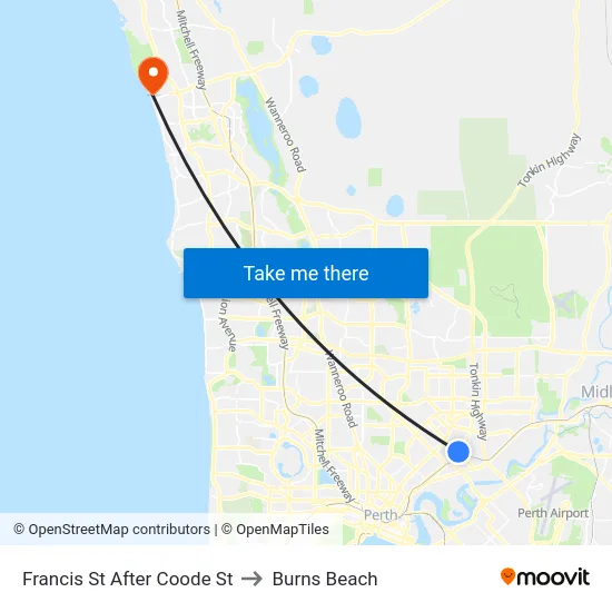 Francis St After Coode St to Burns Beach map