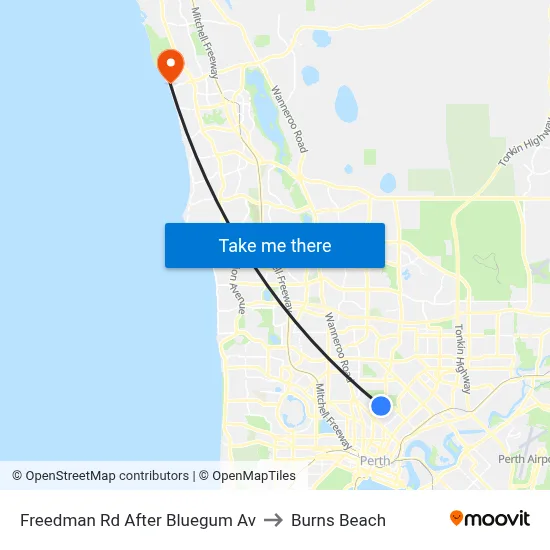 Freedman Rd After Bluegum Av to Burns Beach map