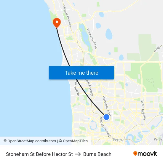 Stoneham St Before Hector St to Burns Beach map