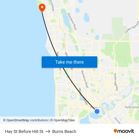 Hay St Before Hill St to Burns Beach map