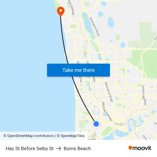 Hay St Before Selby St to Burns Beach map