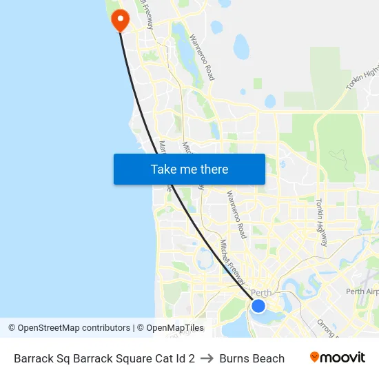 Barrack Sq Barrack Square Cat Id 2 to Burns Beach map