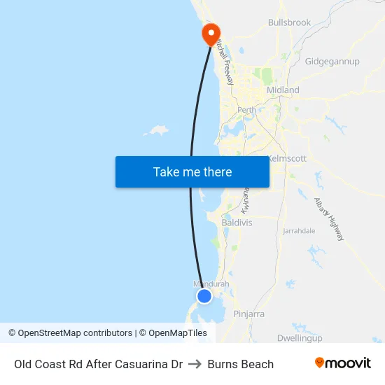 Old Coast Rd After Casuarina Dr to Burns Beach map