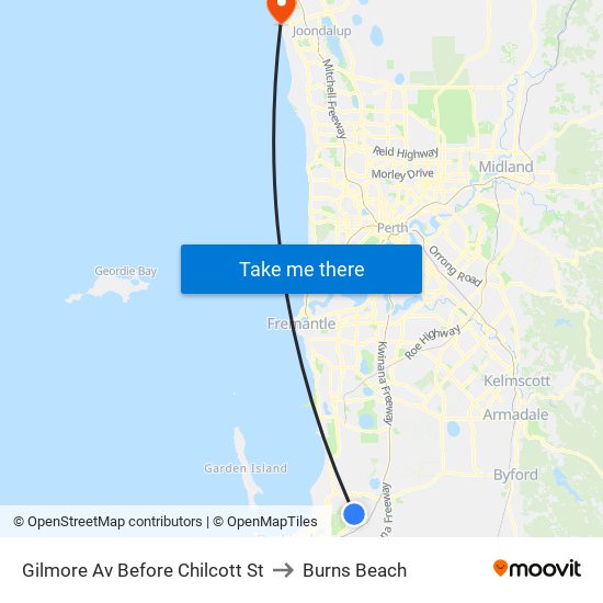 Gilmore Av Before Chilcott St to Burns Beach map