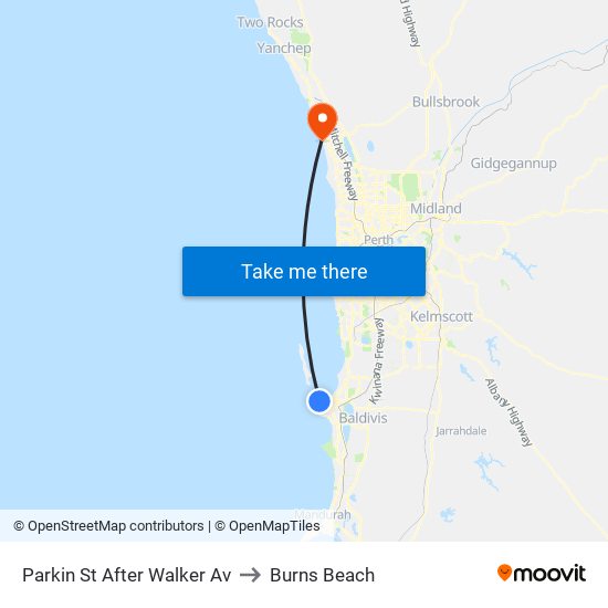 Parkin St After Walker Av to Burns Beach map
