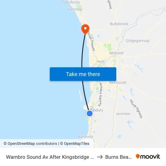 Warnbro Sound Av After Kingsbridge Rd to Burns Beach map