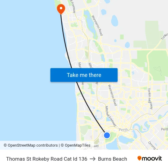 Thomas St Rokeby Road Cat Id 136 to Burns Beach map