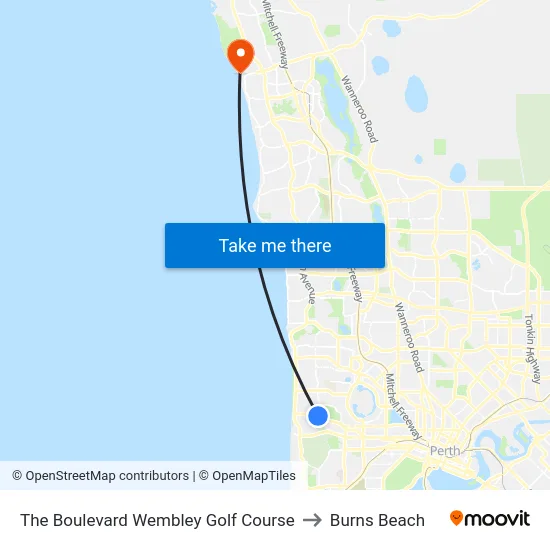 The Boulevard   Wembley Golf Course to Burns Beach map