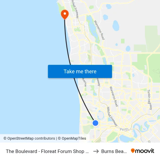 The Boulevard  - Floreat Forum Shop Ctr to Burns Beach map