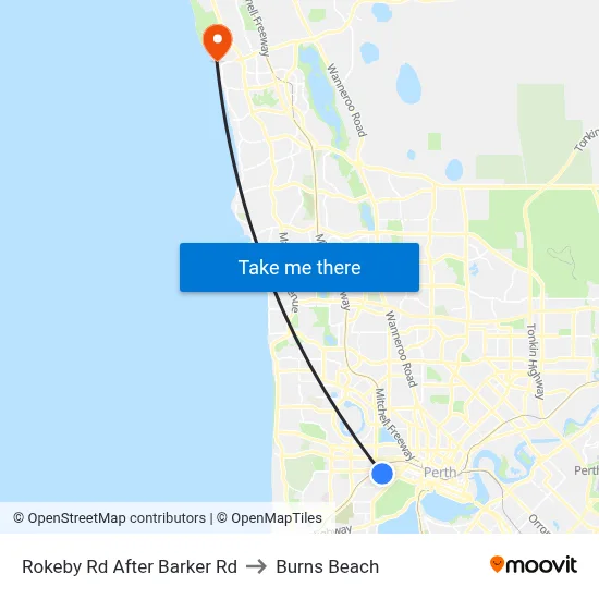 Rokeby Rd After Barker Rd to Burns Beach map
