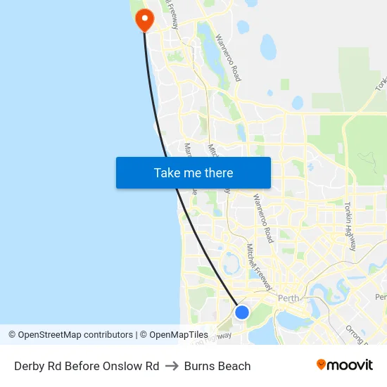 Derby Rd Before Onslow Rd to Burns Beach map