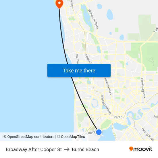 Broadway  After Cooper St to Burns Beach map