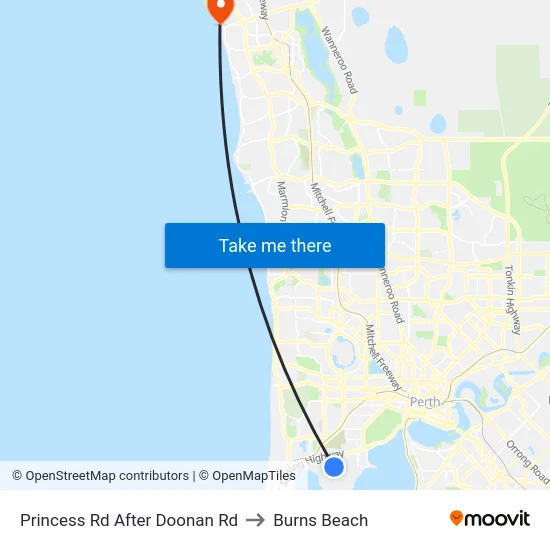 Princess Rd After Doonan Rd to Burns Beach map