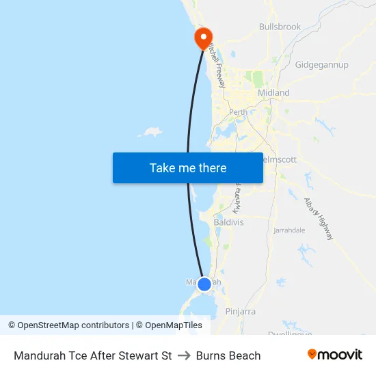 Mandurah Tce After Stewart St to Burns Beach map