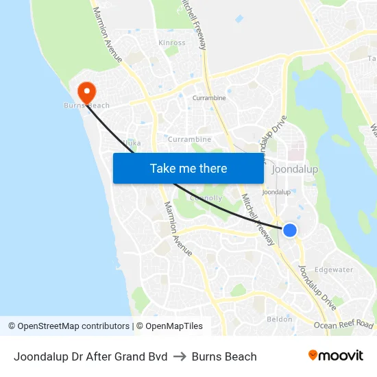 Joondalup Dr After Grand Bvd to Burns Beach map