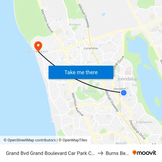 Grand Bvd Grand Boulevard Car Park Cat Id 27 to Burns Beach map
