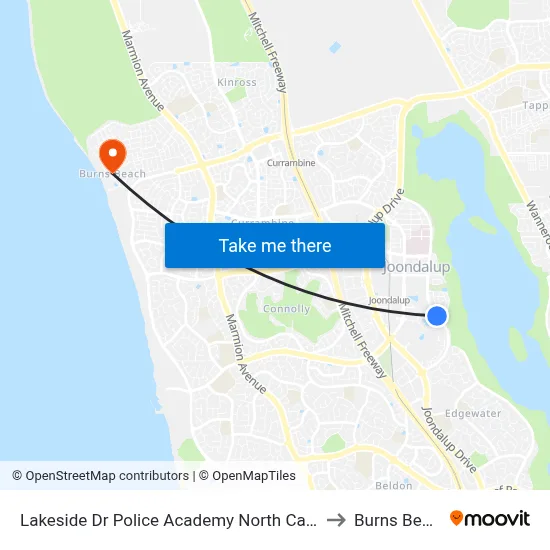 Lakeside Dr Police Academy North Cat Id 7 to Burns Beach map