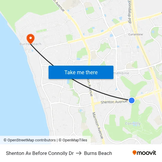 Shenton Av Before Connolly Dr to Burns Beach map
