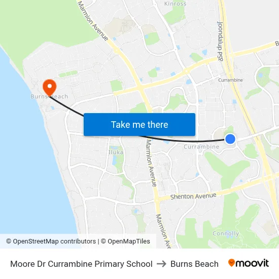 Moore Dr Currambine Primary School to Burns Beach map