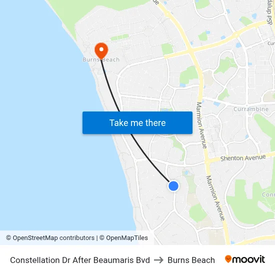 Constellation Dr After Beaumaris Bvd to Burns Beach map