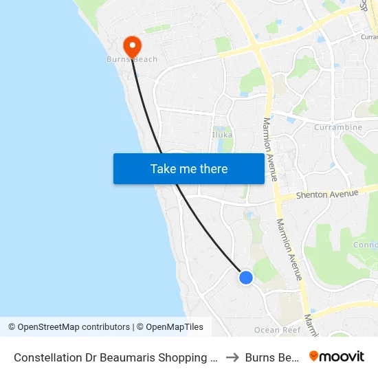 Constellation Dr Beaumaris Shopping Centre to Burns Beach map