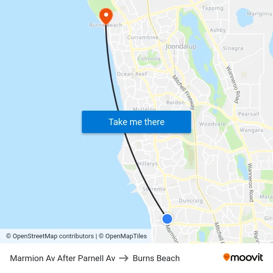 Marmion Av After Parnell Av to Burns Beach map