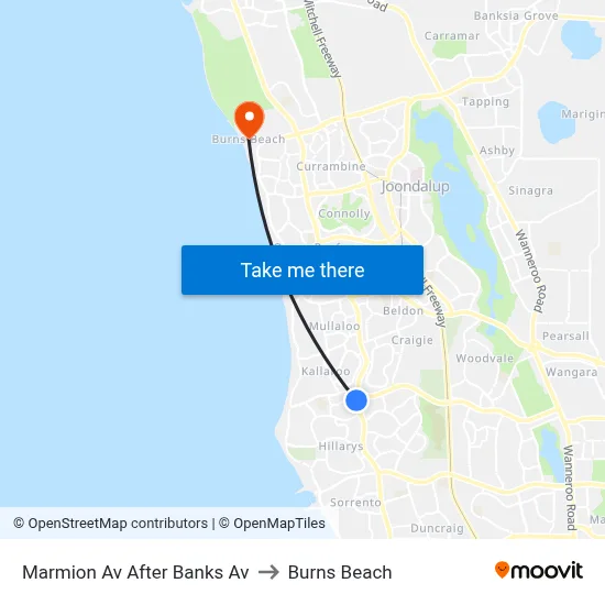 Marmion Av After Banks Av to Burns Beach map