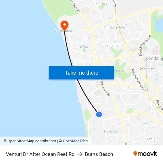 Venturi Dr After Ocean Reef Rd to Burns Beach map