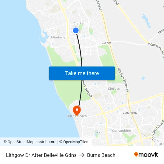 Lithgow Dr After Belleville Gdns to Burns Beach map