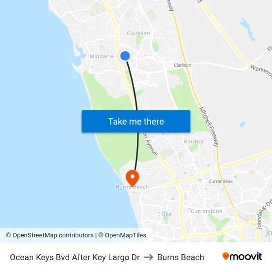 Ocean Keys Bvd After Key Largo Dr to Burns Beach map