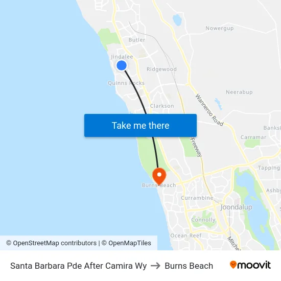 Santa Barbara Pde After Camira Wy to Burns Beach map