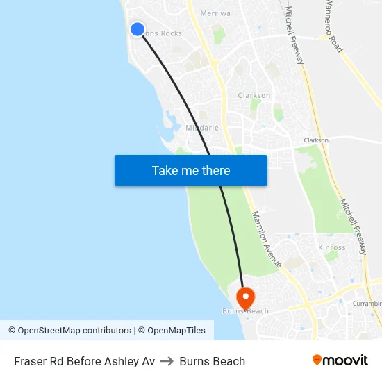 Fraser Rd Before Ashley Av to Burns Beach map