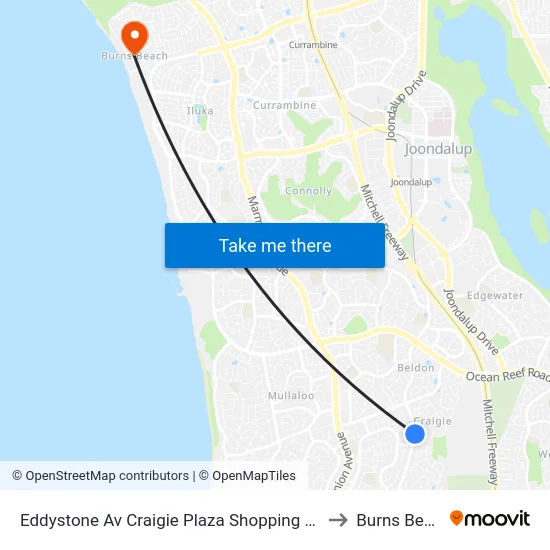Eddystone Av Craigie Plaza Shopping Centre to Burns Beach map