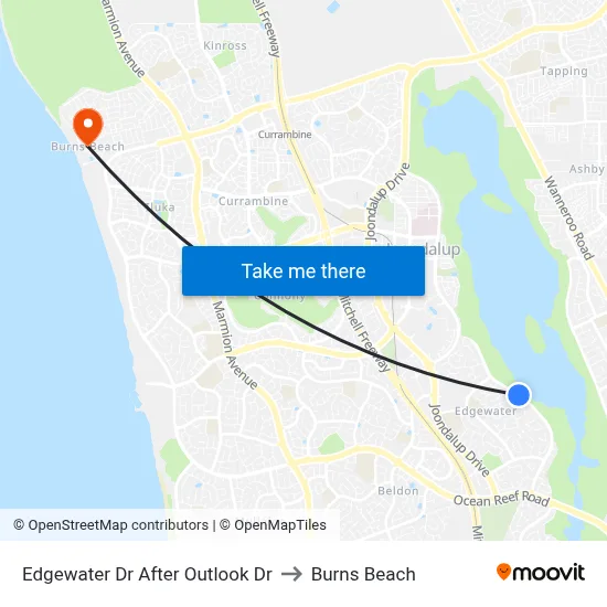 Edgewater Dr After Outlook Dr to Burns Beach map