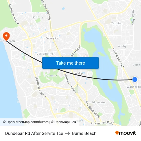 Dundebar Rd After Servite Tce to Burns Beach map