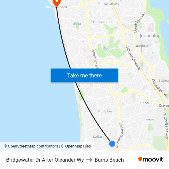 Bridgewater Dr After Oleander Wy to Burns Beach map