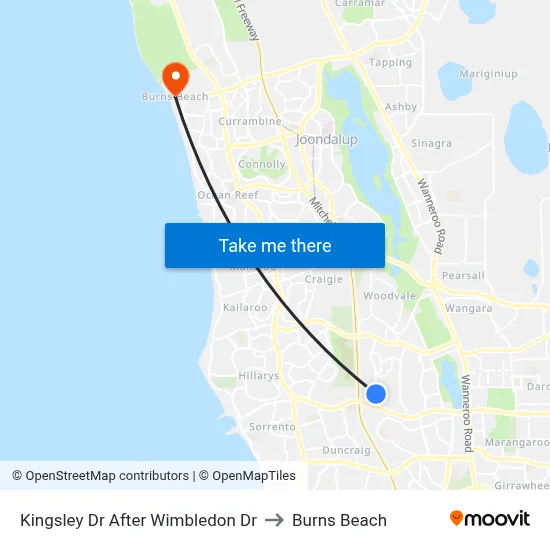 Kingsley Dr After Wimbledon Dr to Burns Beach map