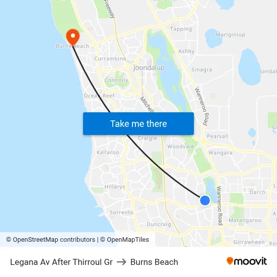 Legana Av After Thirroul Gr to Burns Beach map