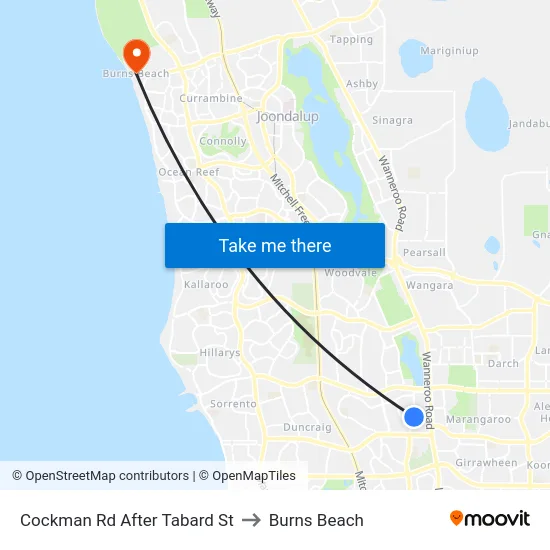 Cockman Rd After Tabard St to Burns Beach map