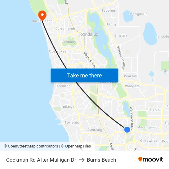 Cockman Rd After Mulligan Dr to Burns Beach map