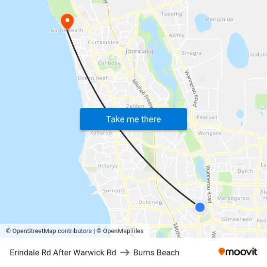 Erindale Rd After Warwick Rd to Burns Beach map