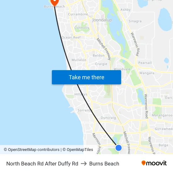 North Beach Rd After Duffy Rd to Burns Beach map