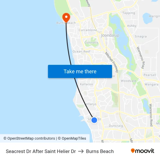 Seacrest Dr After Saint Helier Dr to Burns Beach map