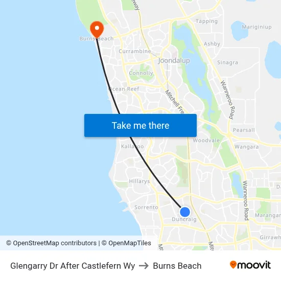 Glengarry Dr After Castlefern Wy to Burns Beach map